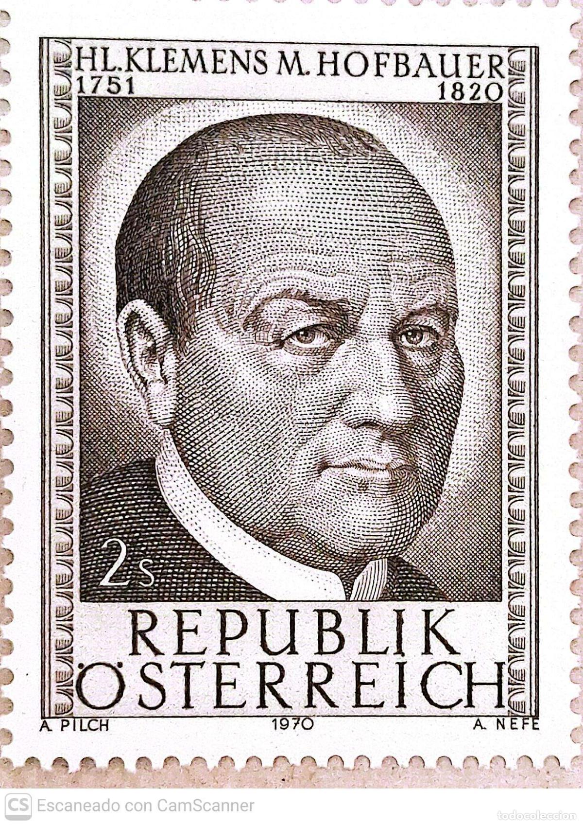 Sellos: Austria. 1151 Saint Cl&eacute;ment Maria Hofbauer. 1970. Sellos nuevos y numeraci&oacute;n Yvert