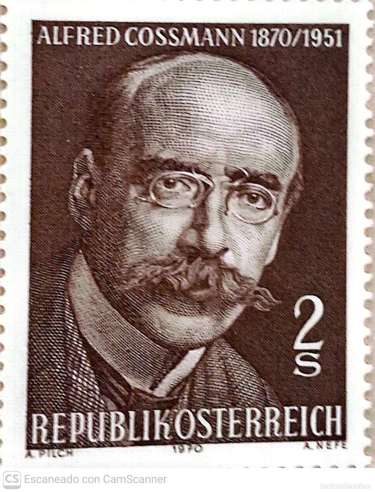 Sellos: Austria. 1172 Alfred Cossmann, grabador. 1970. Sellos nuevos y numeraci&oacute;n Yvert