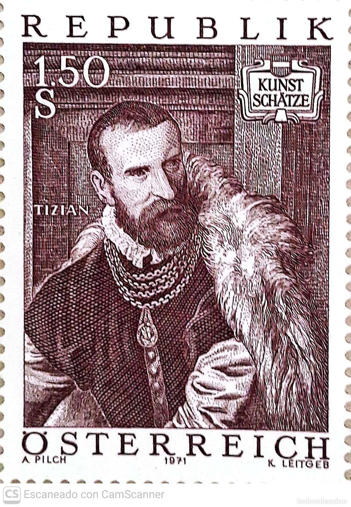 Sellos: Austria. 1189 Arte en Austria: Retrato de Jacobo de Strada por Tiziano. 1971. Sellos nuevos y numera