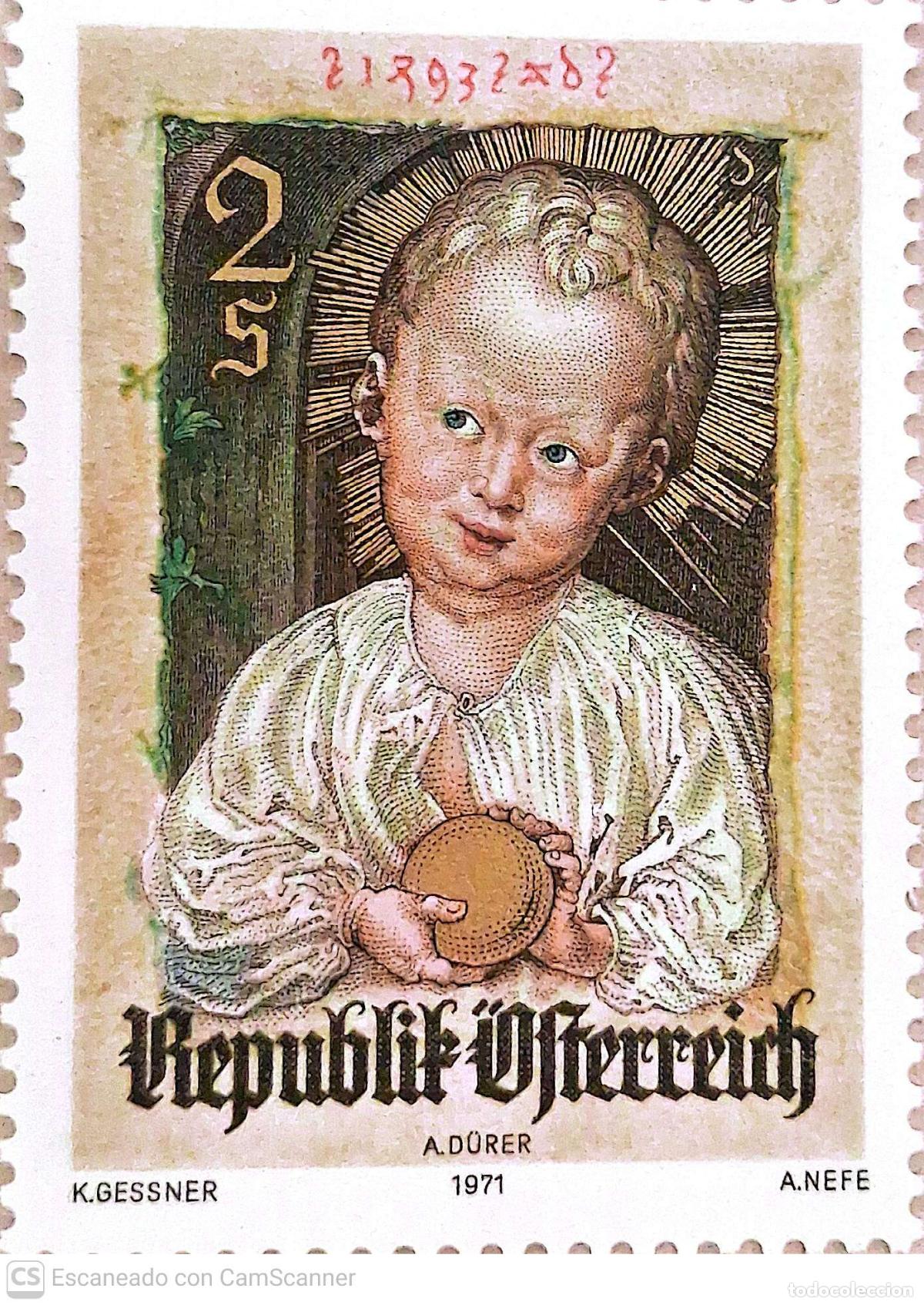 Sellos: Austria. 1208 Navidad: Ni&ntilde;o Jes&uacute;s obra de Durero. 1971. Sellos nuevos y numeraci&oacute;n Yvert