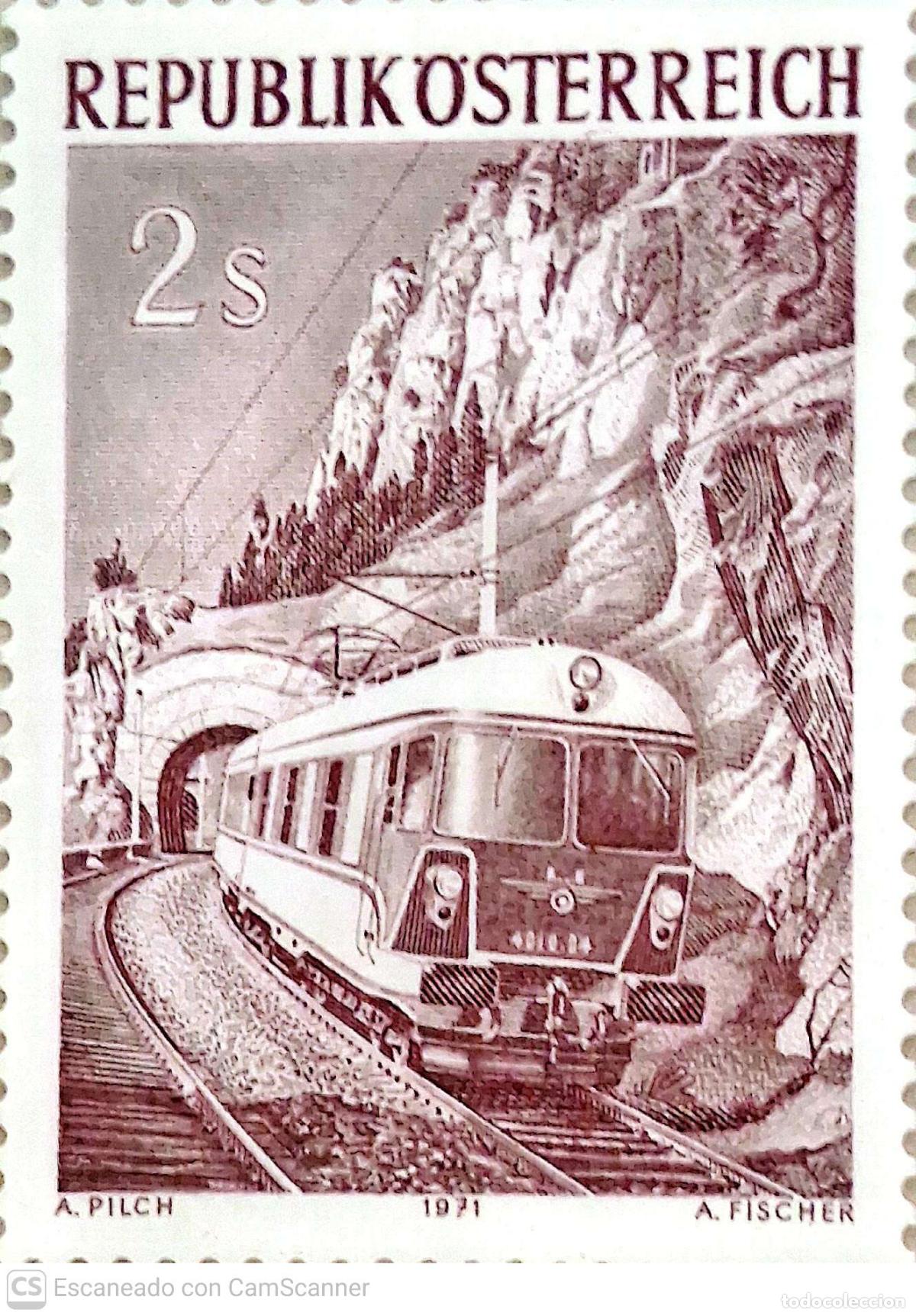 Sellos: Austria. 1205 Aniversario del ferrocarril. 1971. Sellos nuevos y numeraci&oacute;n Yvert