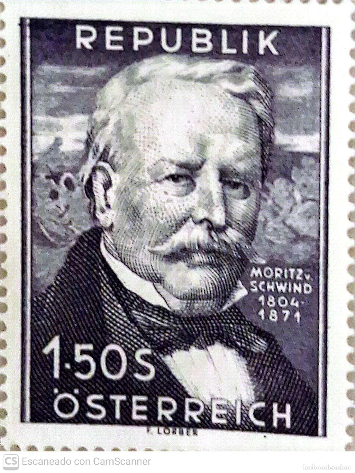 Sellos: Austria. 829 Pintor Moritz von Schwind. 1954. Sellos nuevos y numeraci&oacute;n Yvert