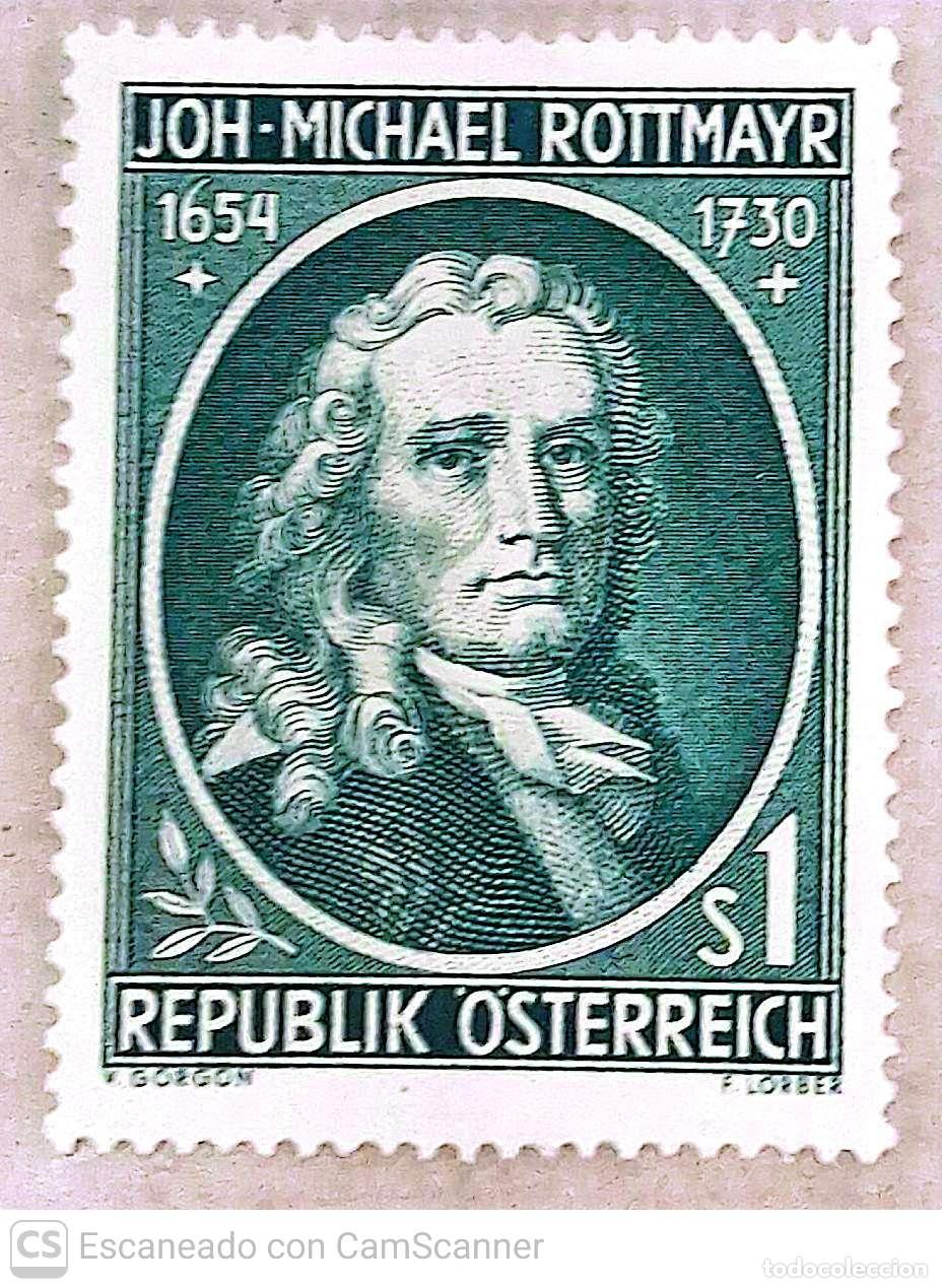 Sellos: Austria. 839 Pintor Johann-Michael Rottmayr. 1954. Sellos nuevos y numeraci&oacute;n Yvert