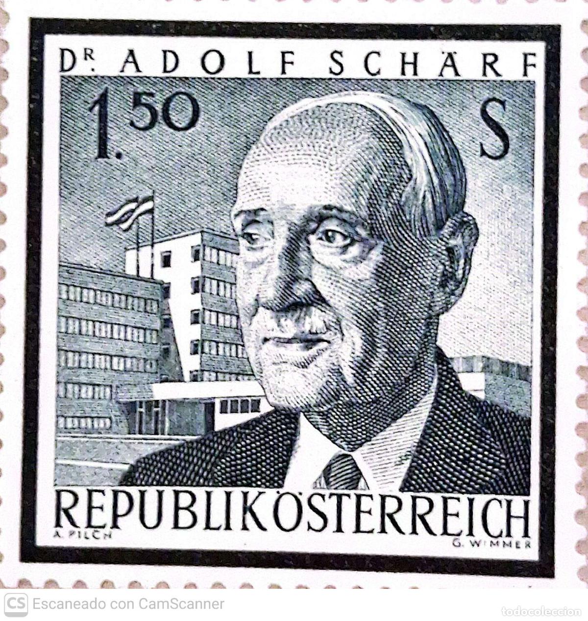 Sellos: Austria. 1014 Muerte del Presidente Adolf Sch&auml;rf. 1965. Sellos nuevos y numeraci&oacute;n Yvert