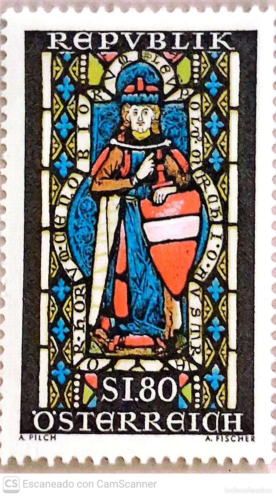 Sellos: Austria. 1086 Exposici&oacute;n St. Leopold III. Patr&oacute;n de Austria: Pintura sobre vaso. 1084. Sellos nuevos