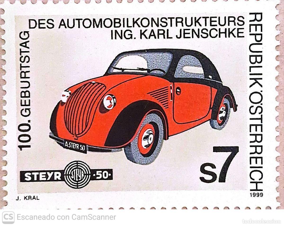 Sellos: Austria. 2111 Centenario del constructor de coches Karl Jenschke: Coche Steyr--Baby. 1999. Sellos nu