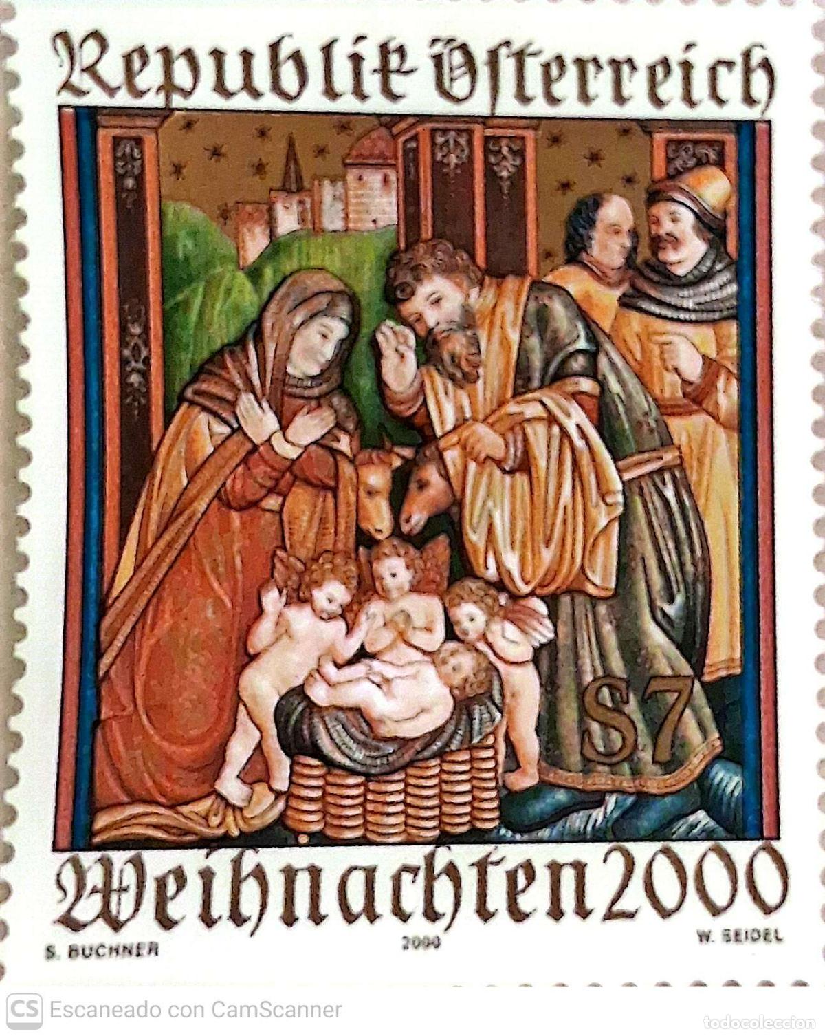 Sellos: Austria. 2166 Navidad, detalle del retablo de la iglesia de Ludesch. 2000. Sellos nuevos y numeraci&oacute;