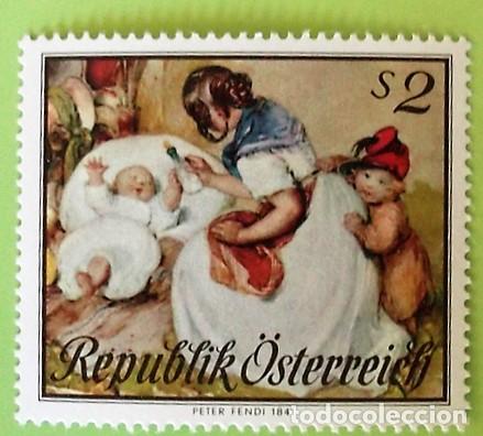 Sellos: Austria. 1071 D&iacute;a de las Madres. Madre y ni&ntilde;os de Peter Fendi. 1967. Sellos nuevos y numeraci&oacute;n Yver