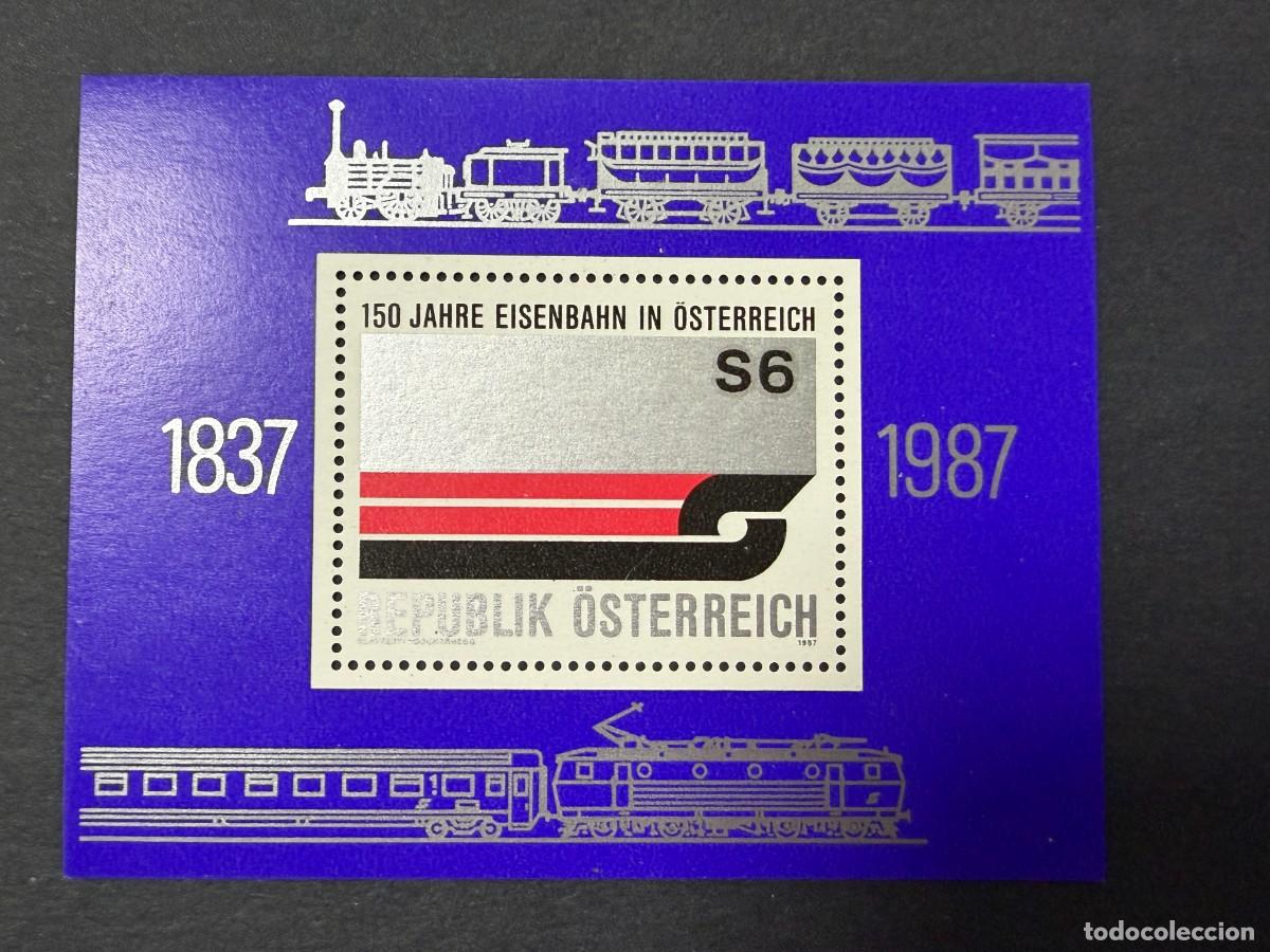 Sellos: AUSTRIA, 1987. YVERT HB14. 150 A&Ntilde;OS FERROCARRILES AUSTRIA. NUEVO. SIN FIJASELLOS