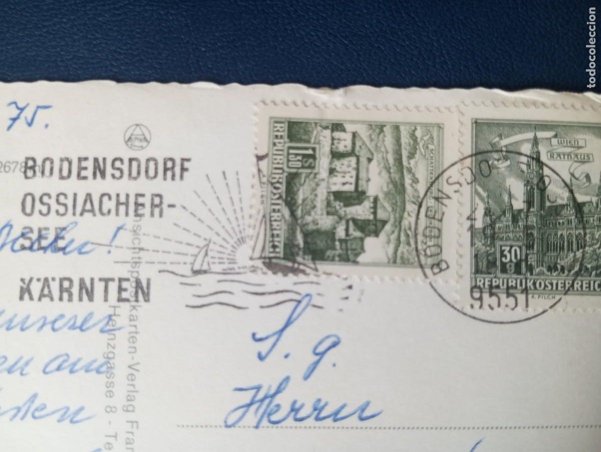 Sellos: POSTAL AUSTRIACA , BODENSDORF OSSIACHER ,CIRCULADA, MATASELLOS ESPECIAL
