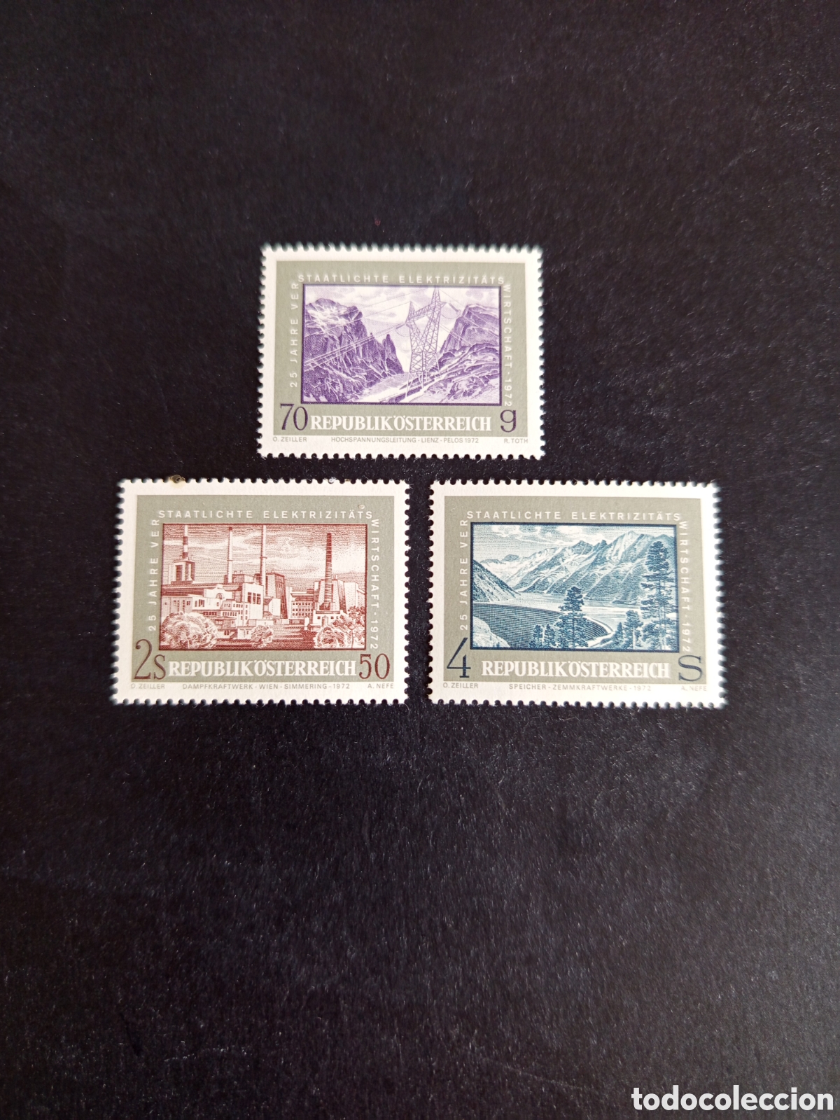 Sellos: AUSTRIA, 1972. Energ&iacute;a el&eacute;ctrica. Yvert 1218/20. Ver fotos. Pedido m&iacute;nimo 3 &euro;. Serie completa