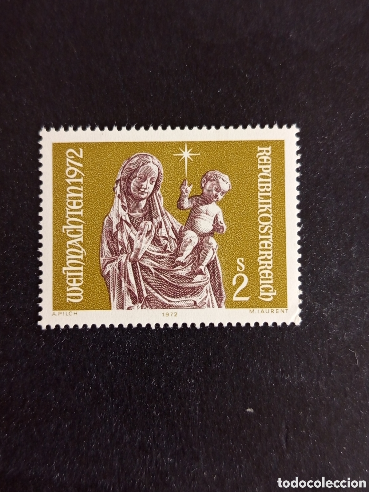 Sellos: AUSTRIA, 1972. Navidad. Escultura en madera policromada. Yvert 1234. Ver fotos. Pedido m&iacute;nimo 3 &euro;.