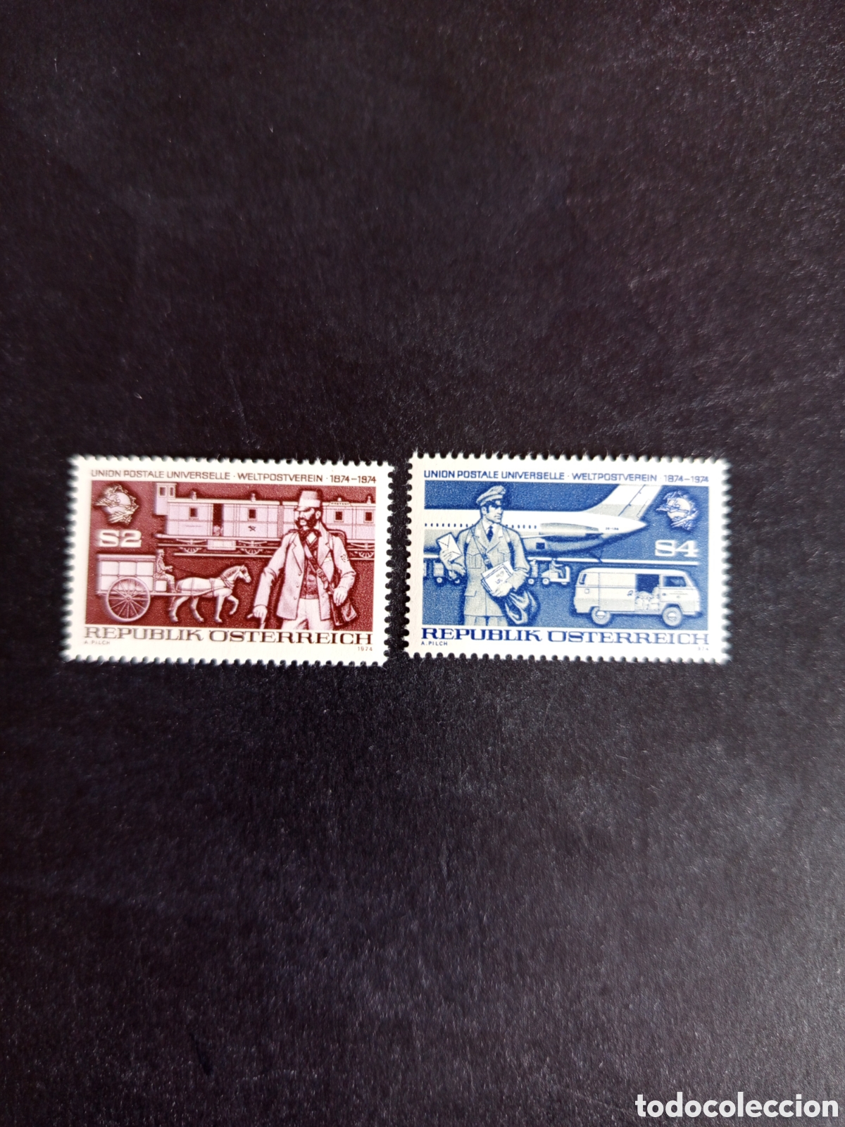 Sellos: AUSTRIA, 1974. Centenario UPU. Yvert 1295/6. Pedido m&iacute;nimo 3 &euro;. Ver fotos. Serie completa en nuevo