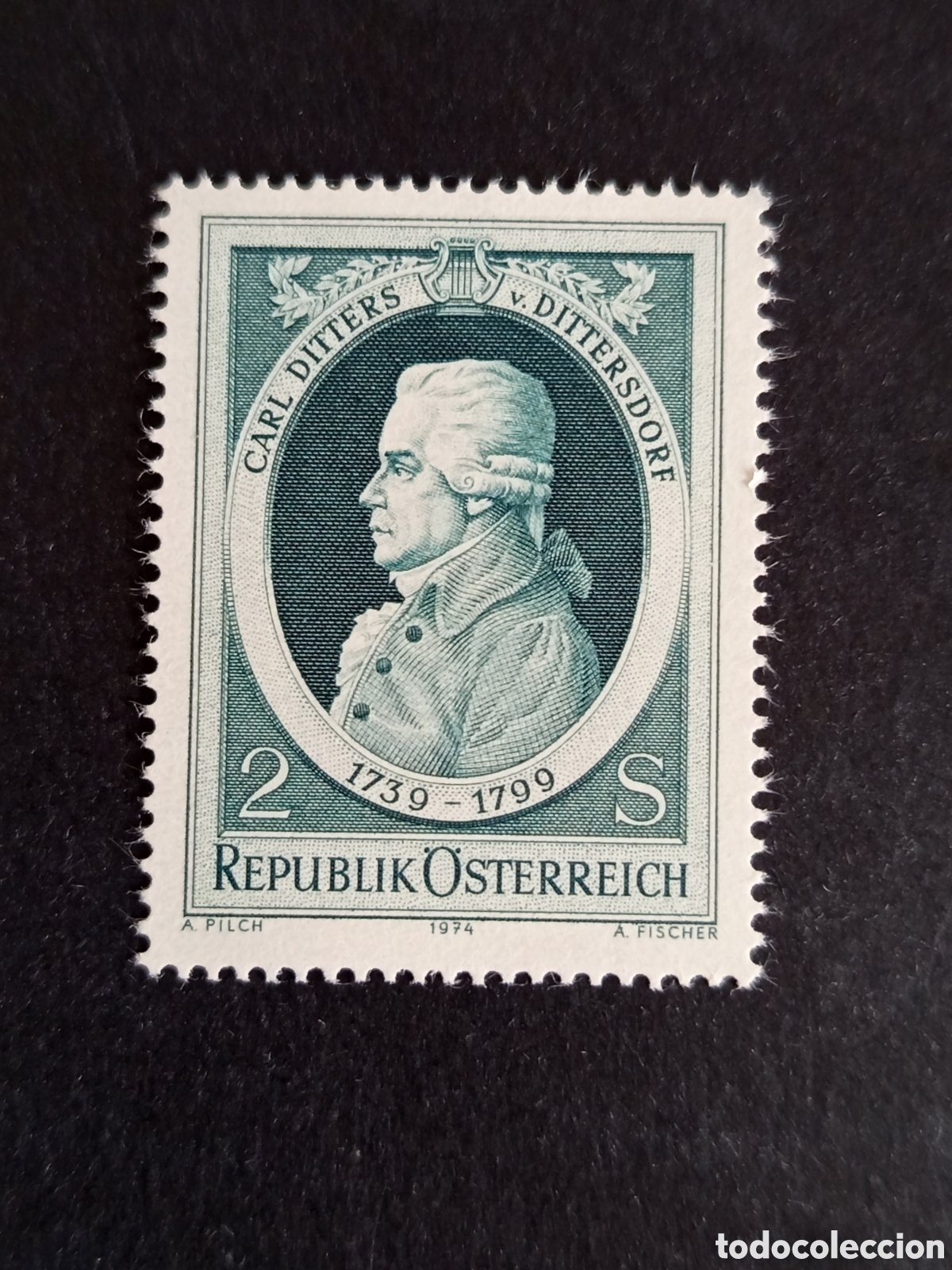 Sellos: AUSTRIA, 1974. Karl Ditters, m&uacute;sico y compositor. Yvert 1298. Pedido m&iacute;nimo 3 &euro;. Ver fotos.