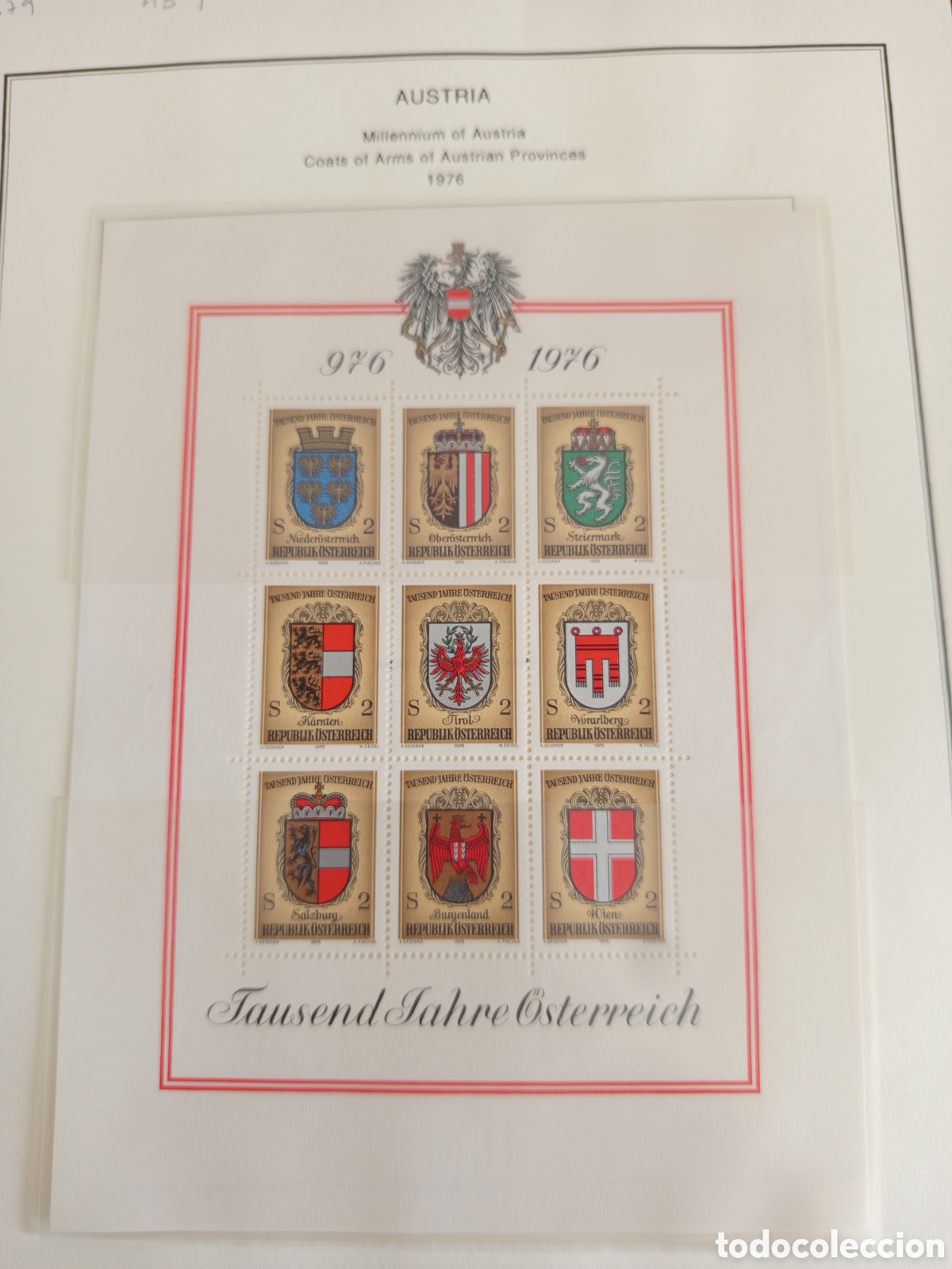 Sellos: AUSTRIA, 1976. Escudos de Armas de las Provincias de Austria. Yvert HB 9. Pedido m&iacute;nimo 3 &euro;.