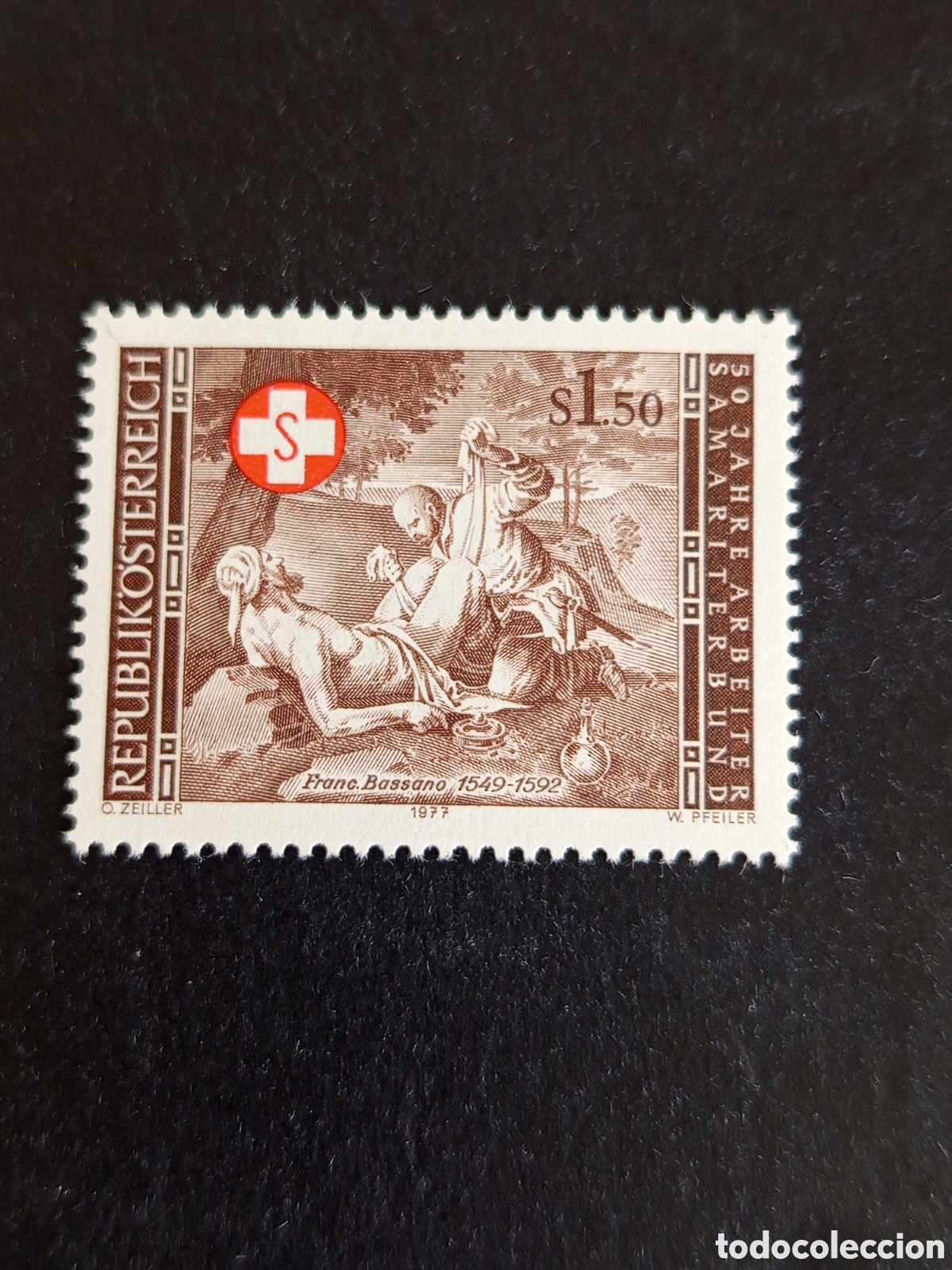 Sellos: AUSTRIA, 1977. Samaritanos. Pintura de F. Bassano. Yvert 1386. Pedido m&iacute;nimo 3 &euro;. Ver fotos.