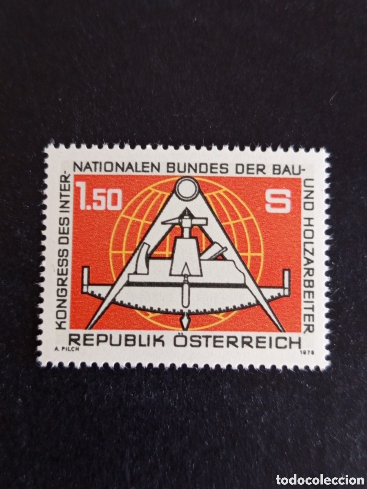 Sellos: AUSTRIA, 1978. Congreso Trabajadores Construcci&oacute;n y madera. Yvert 1408. Pedido m&iacute;nimo 3 &euro;. Ver foto