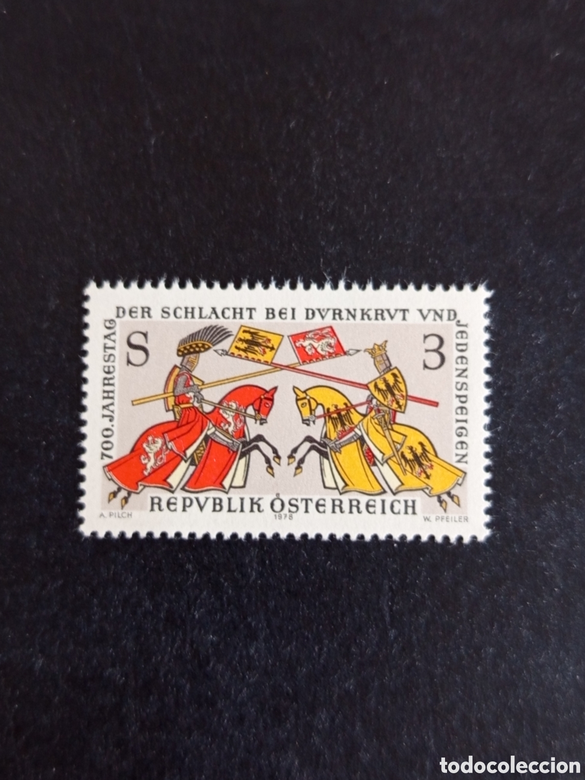 Sellos: AUSTRIA, 1978. Batalla de Dernkrut y Jedenspeigen. Yvert 1409. Pedido m&iacute;nimo 3 &euro;. Ver fotos.