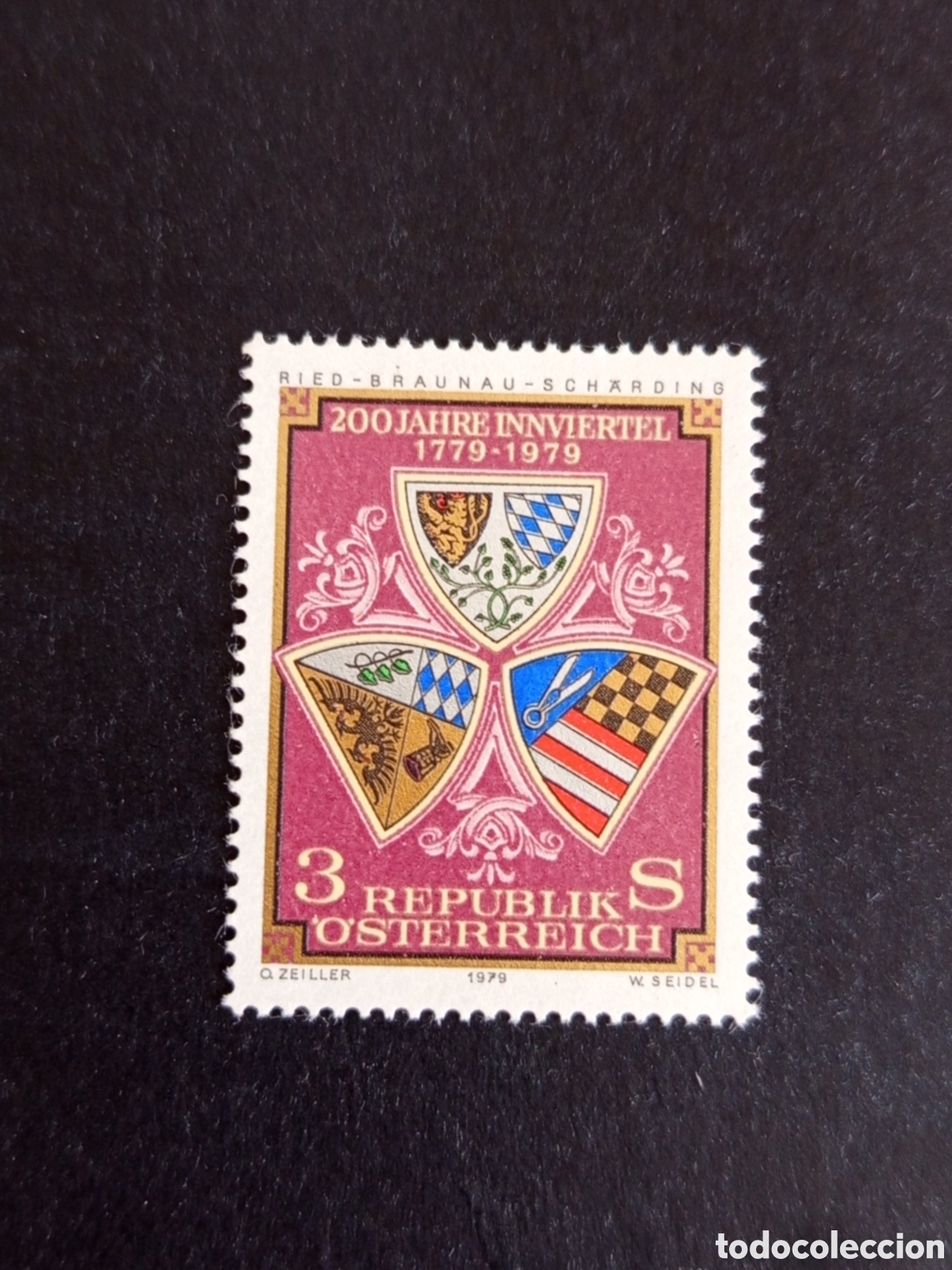 Sellos: AUSTRIA, 1979. Regi&oacute;n de Innviertel.Escudos. Yvert 1440. Pedido m&iacute;nimo 3 &euro;. Ver fotos.