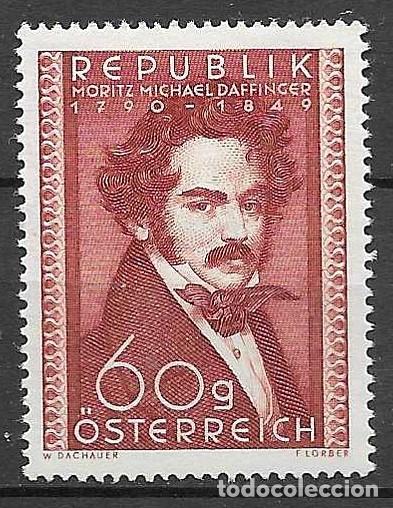 Sellos: AUSTRIA-1950- C/ SE&Ntilde;AL FIJASELLO - 160 ANIVERSARIO NACIMIENTO DEL MINIATURISTA MORITZ