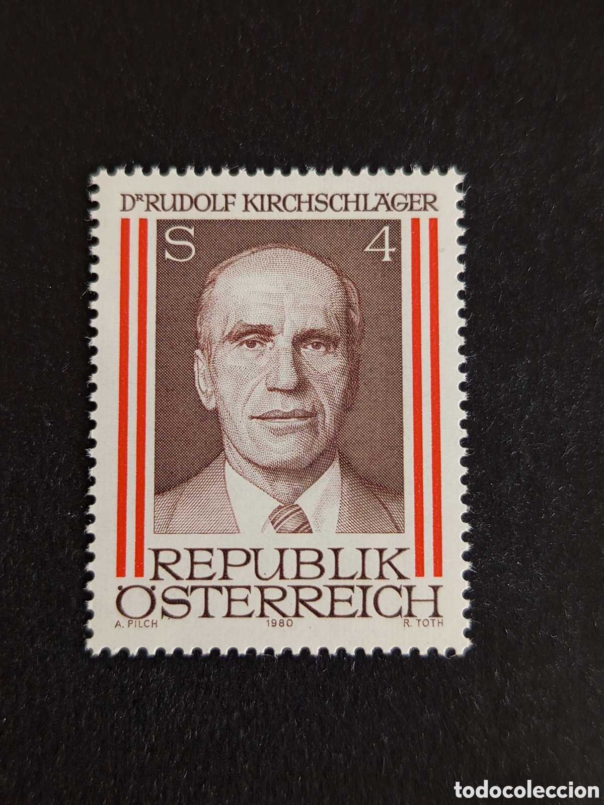 Sellos: AUSTRIA, 1980. Presidente Rudolf Kirchschlager. . Yvert 1464. Pedido m&iacute;nimo 3 &euro;. Ver fotos.