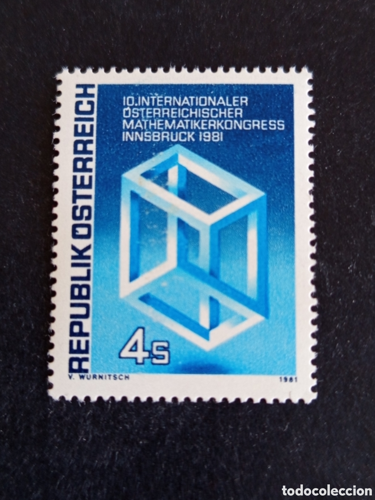 Sellos: AUSTRIA, 1981. Congreso Matem&aacute;ticos. Cubo &rdquo;imposible&rdquo;. Yvert 1509. Pedido m&iacute;nimo 3 &euro;. Ver fotos.