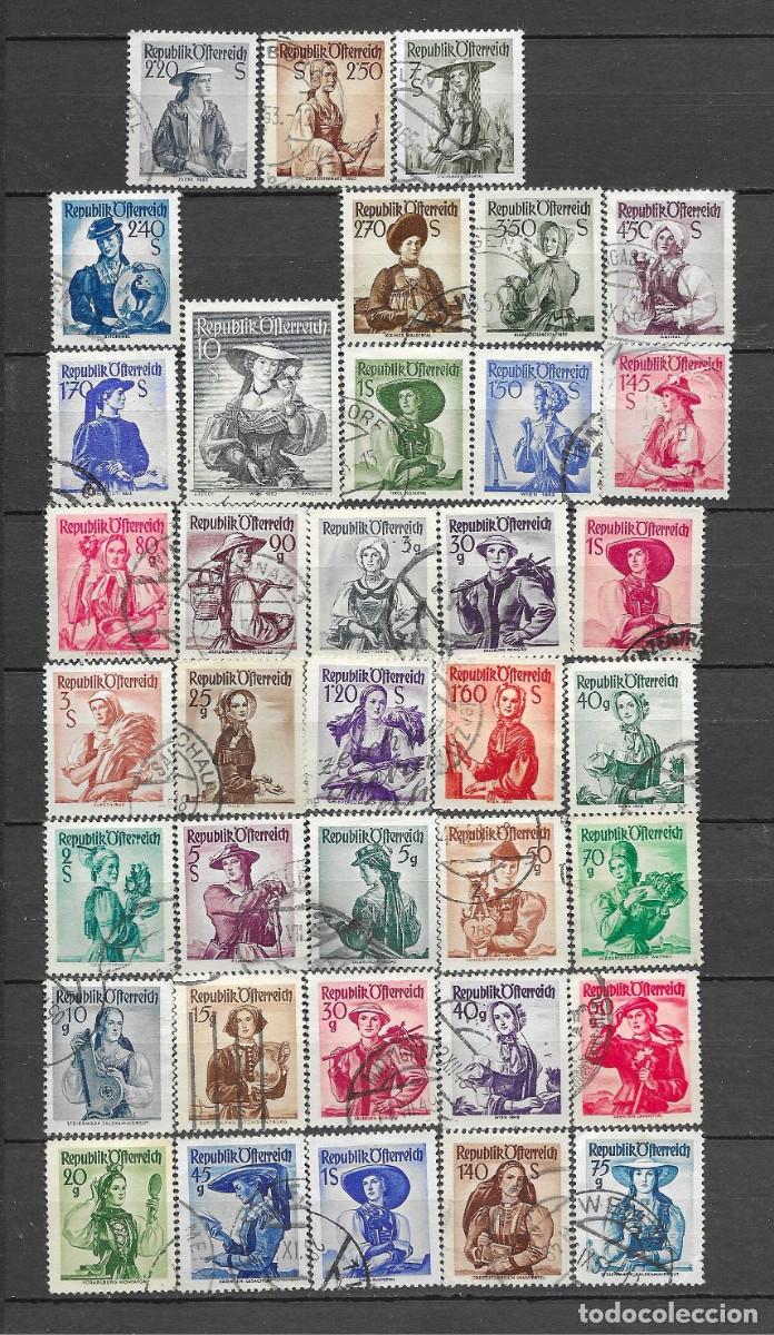 Sellos: AUSTRIA- 1948-53- USADOS - 9 SERIES COMPLETAS- TRAJES REGIONALES