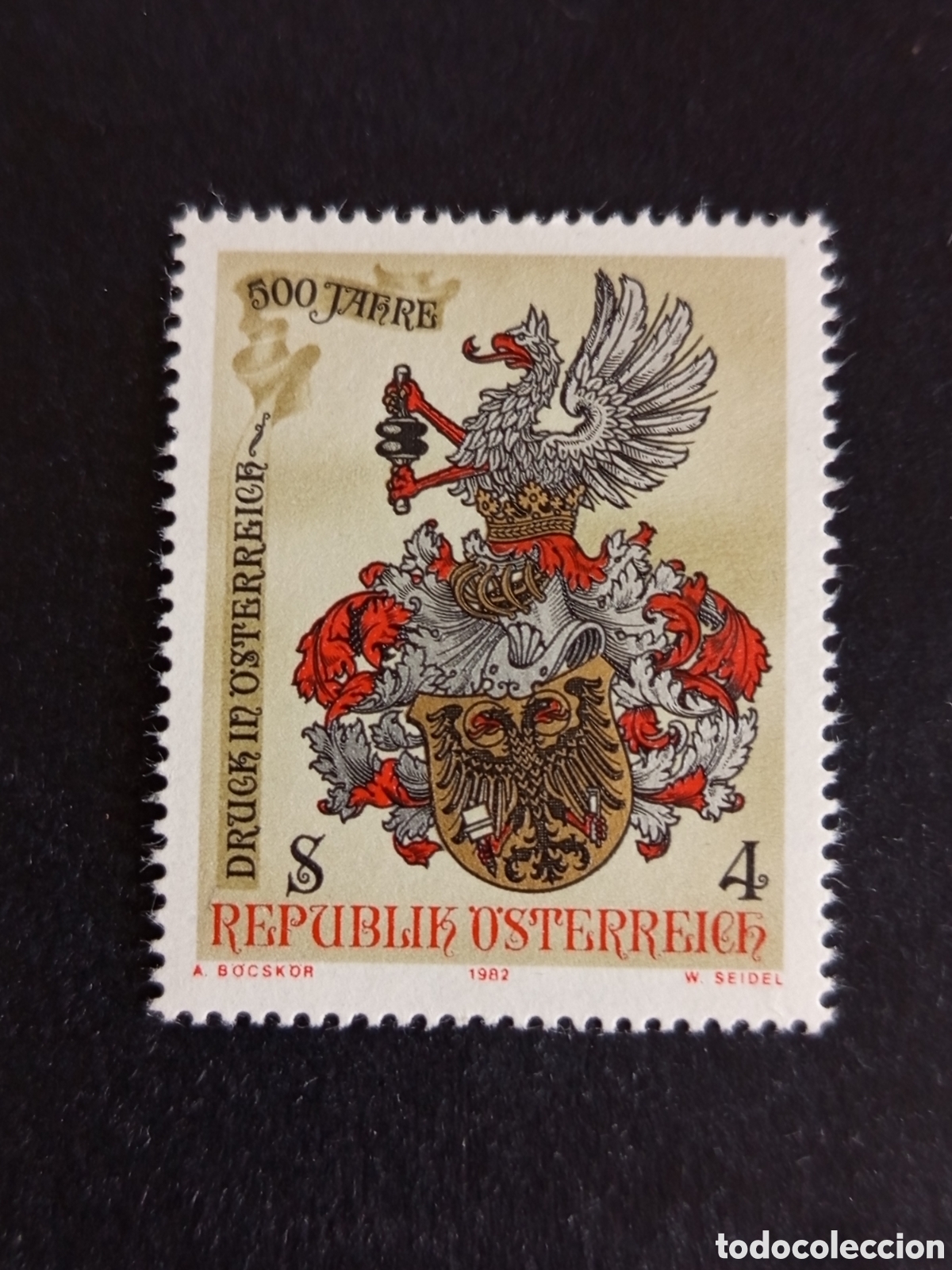 Sellos: AUSTRIA, 1982. 500 a&ntilde;os de la imprenta en Austria. Escudo impresores. Yvert 1530. Pedido m&iacute;nimo 3 &euro;.