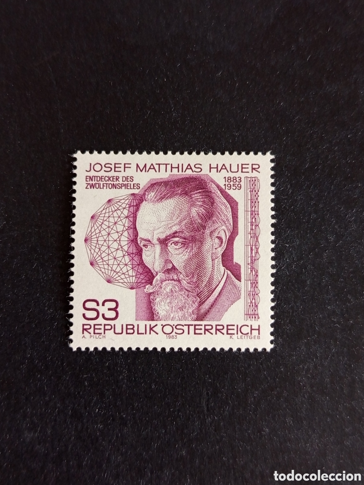 Sellos: AUSTRIA, 1983. Josef Mathias Hauer, m&uacute;sico y fil&oacute;sofo. Yvert 1562. Pedido m&iacute;nimo 3 &euro;. Ver fotos.