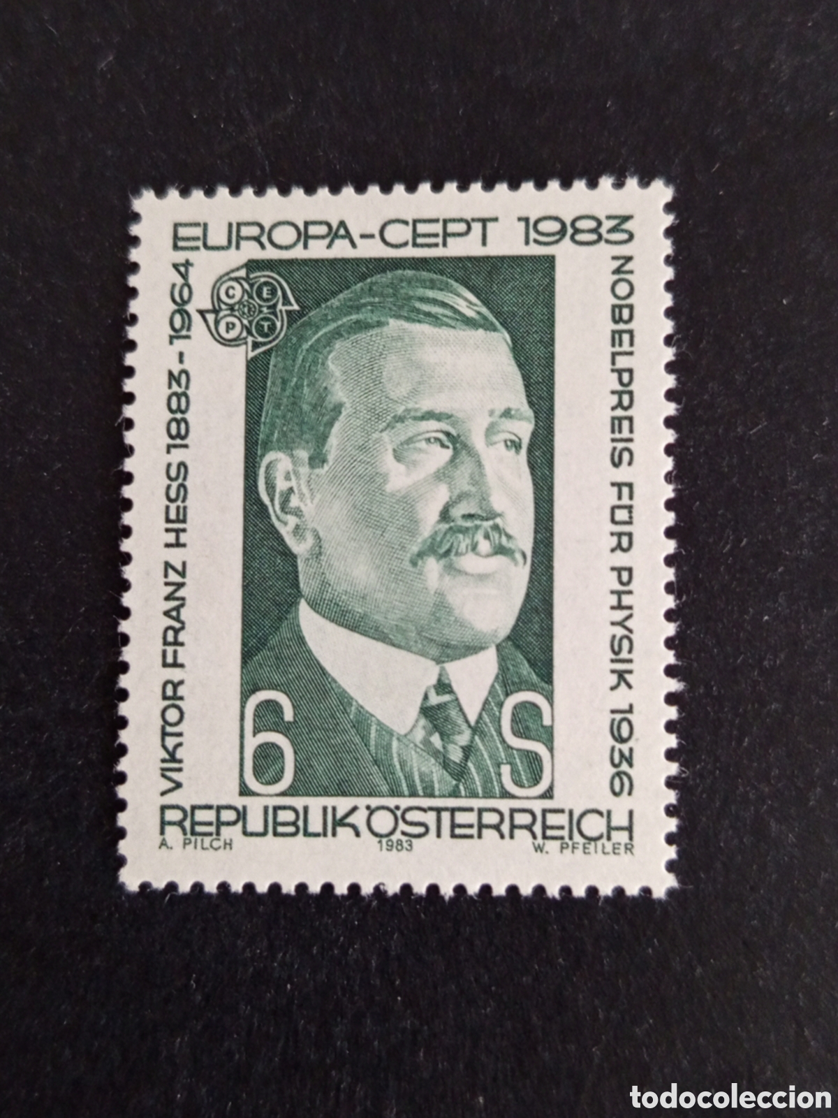 Sellos: AUSTRIA, 1983. Europa. Viktor Franz Hess, Premio Nobel de F&iacute;sica. Yvert 1572. Pedido m&iacute;nimo 3 &euro;.