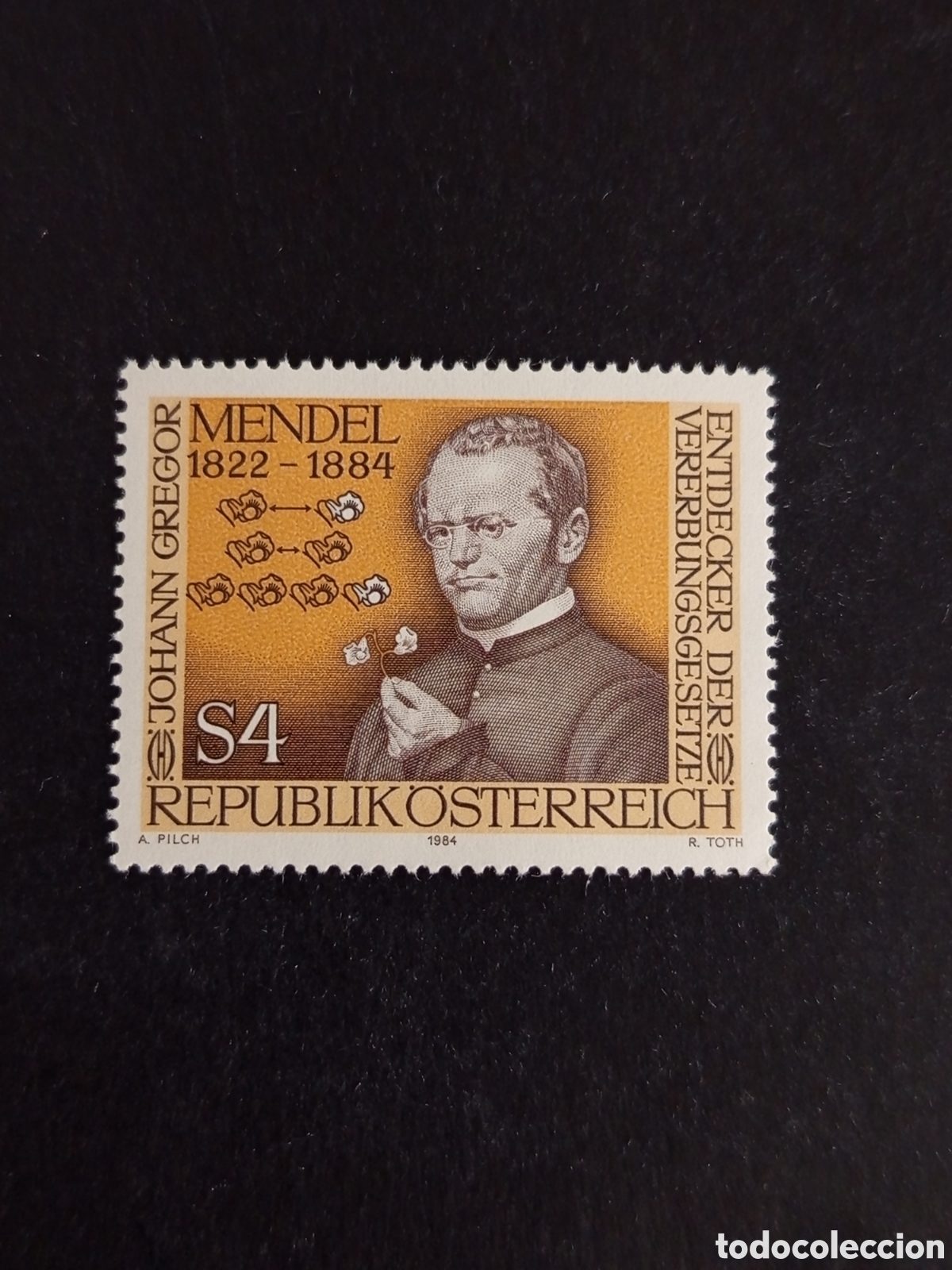 Sellos: AUSTRIA, 1983. Gregor Mendel. Fundador de la gen&eacute;tica. Yvert 1592. Pedido m&iacute;nimo 3 &euro;. Ver fotos.