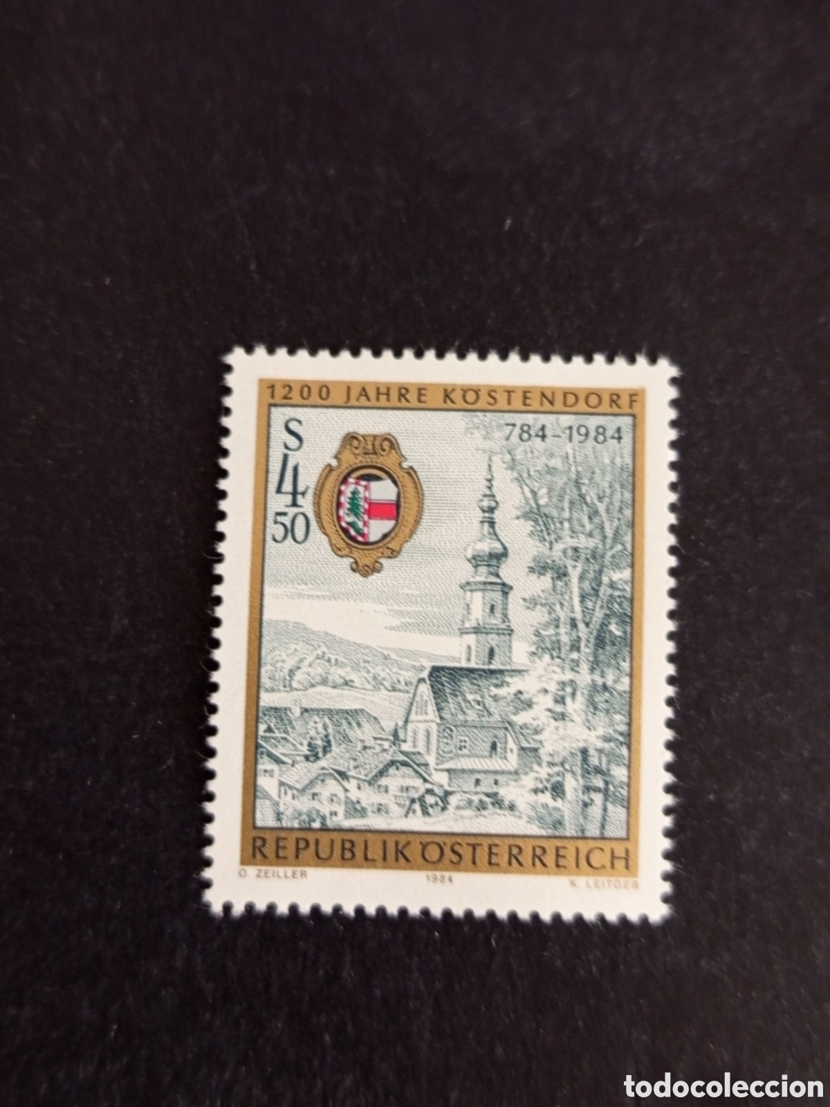 Sellos: AUSTRIA, 1984. Vista y escudo de Armas de Kostendort. Yvert 1600. Pedido m&iacute;nimo 3 &euro;. Ver fotos.