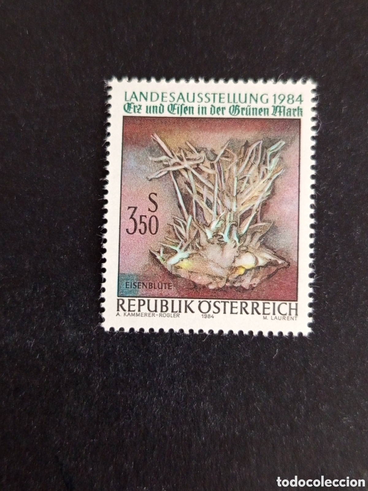 Sellos: AUSTRIA, 1984. Cristales de Aragonito (mineral). Yvert 1603. Pedido m&iacute;nimo 3 &euro;. Ver fotos.