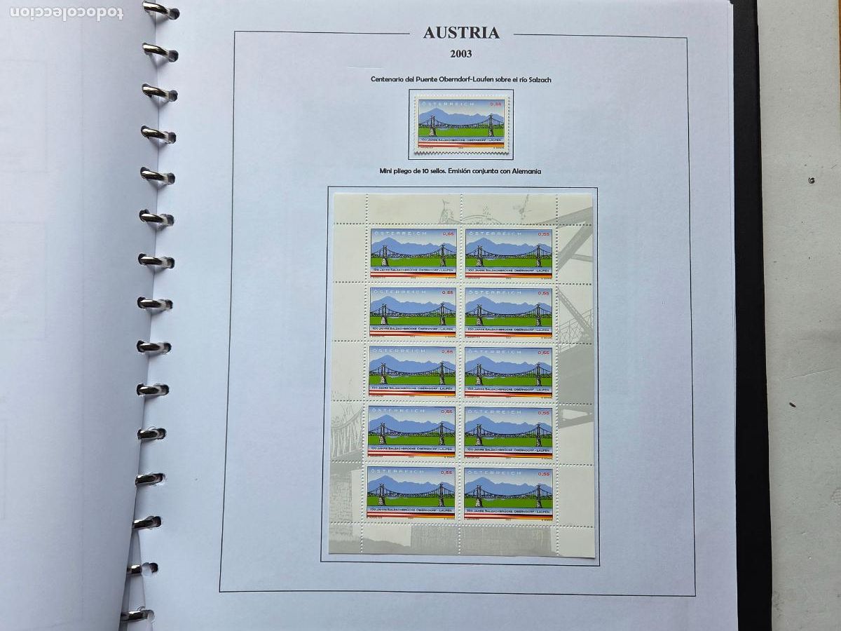Sellos: AUSTRIA 2003 A 2008 MAS DE 300&euro; DE FACIAL CON ALBUM Y HOJAS