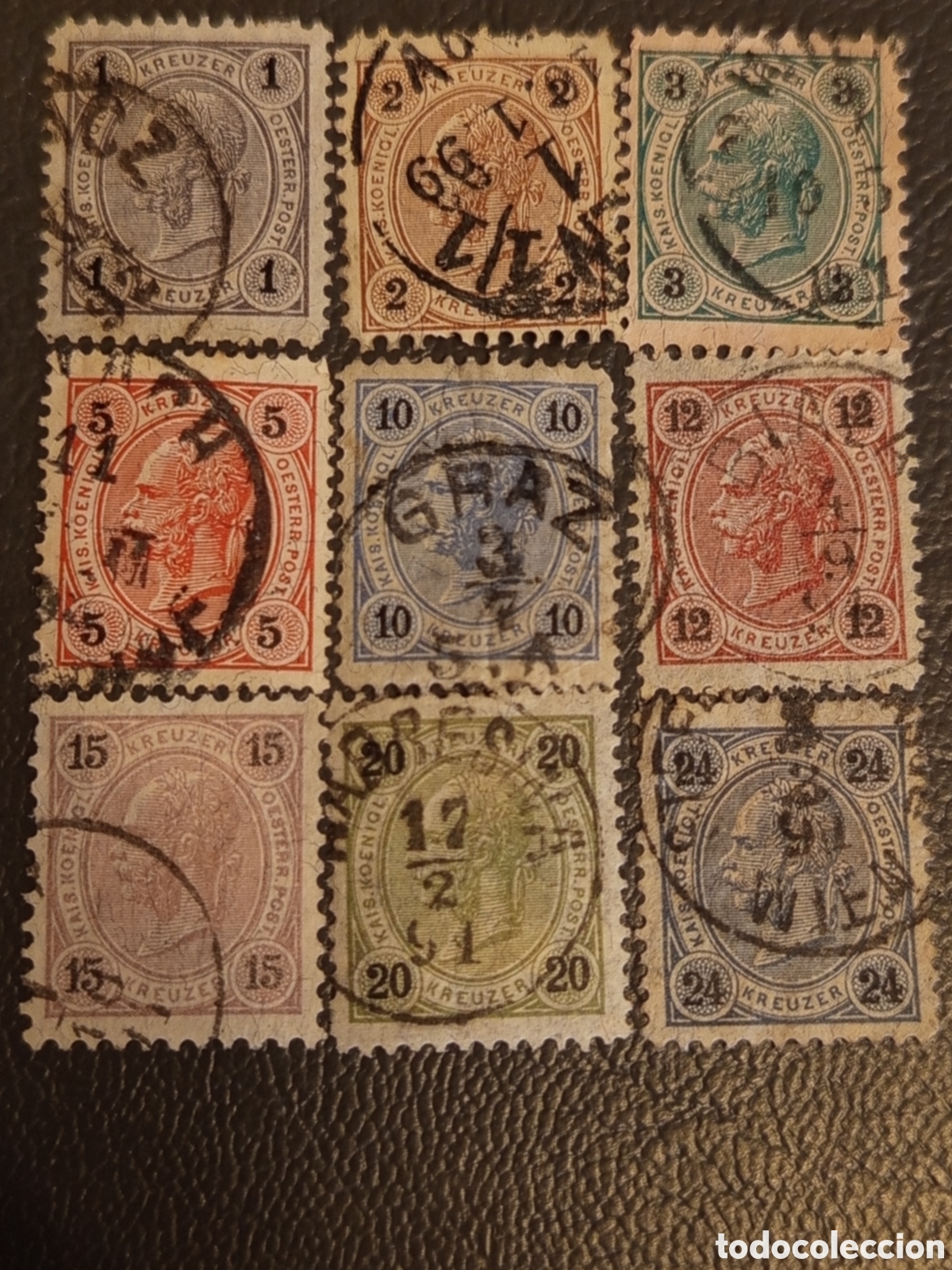 Sellos: Austria 1890 Colecci&oacute;n Serie Definitiva Kreuzer Usados Michel #50-58