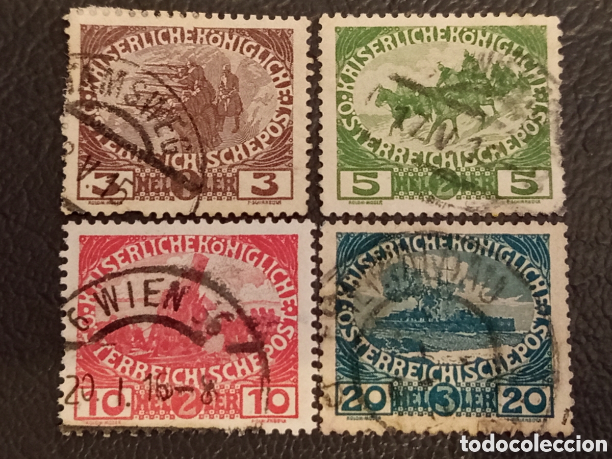 Sellos: Lote 4 Sellos Austria 1915 - Serie Guerra - Edifil 138/141 / Michel 180/183 Usados