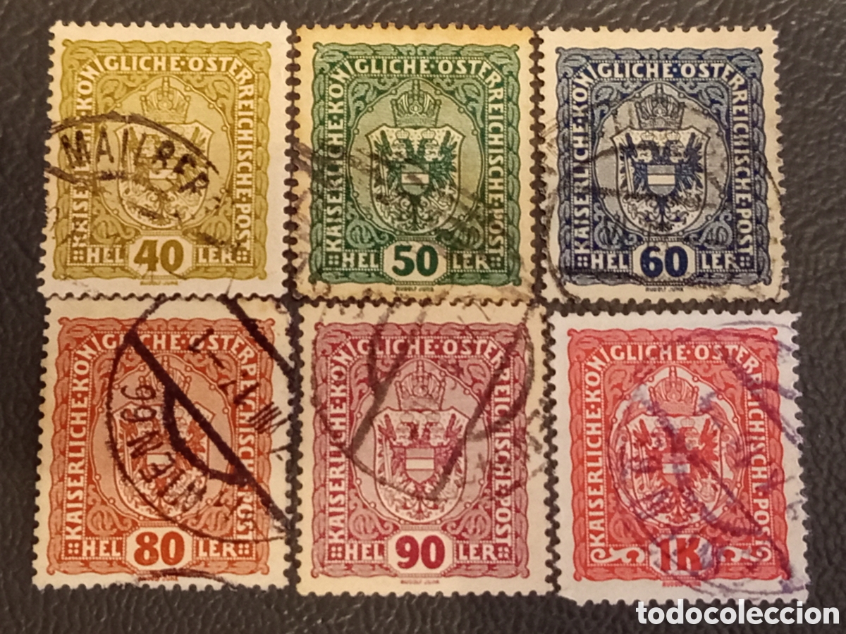 Sellos: Lote 6 Sellos Austria 1916 Imperio Austroh&uacute;ngaro Usados - Michel 191/196