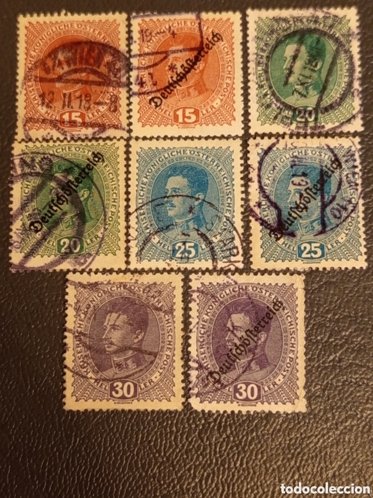 Sellos: Austria 1918 - Lote 8 Sellos Carlos I Con Y Sin Sobrecarga Deutsch&ouml;sterreich, Michel 228/232 Usados