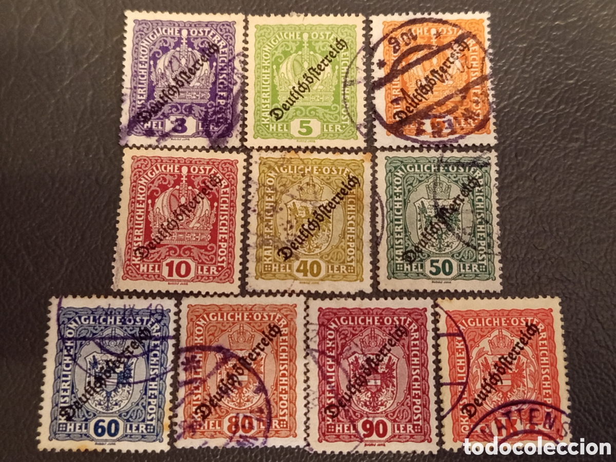 Sellos: Lote 10 Sellos Austria 1918 Sobreimpresos &rdquo;Deutsch&ouml;sterreich&rdquo; - Cat&aacute;logo Michel 228/237 Usados