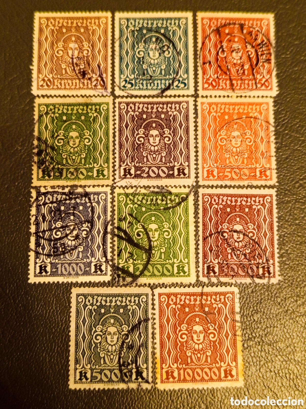 Sellos: Lote 11 Sellos Austria 1922/24 &rdquo;Arte y Ciencia&rdquo; Usados - Michel 398A/408A y 411A