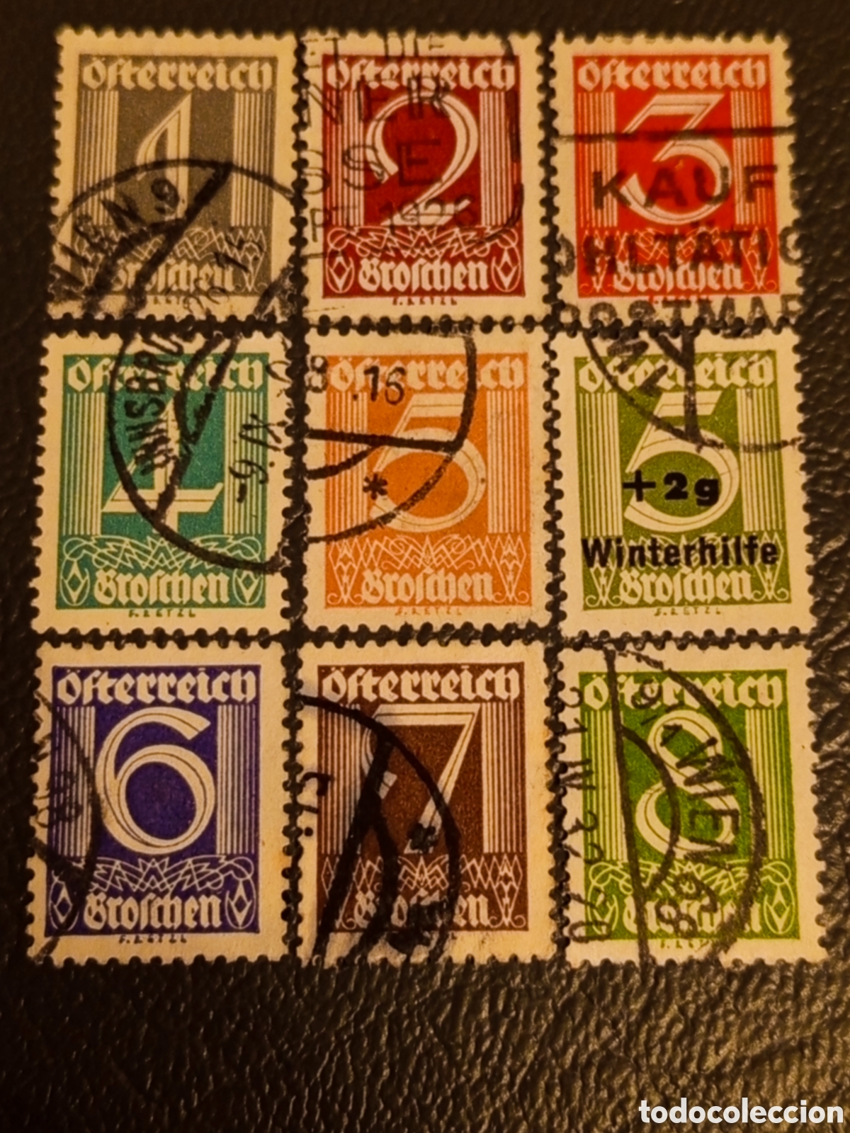 Sellos: 9 Sellos Austria 1925/27 Cifras Groschen Usados - Michel 453/460 / Yvert 336/343/336+