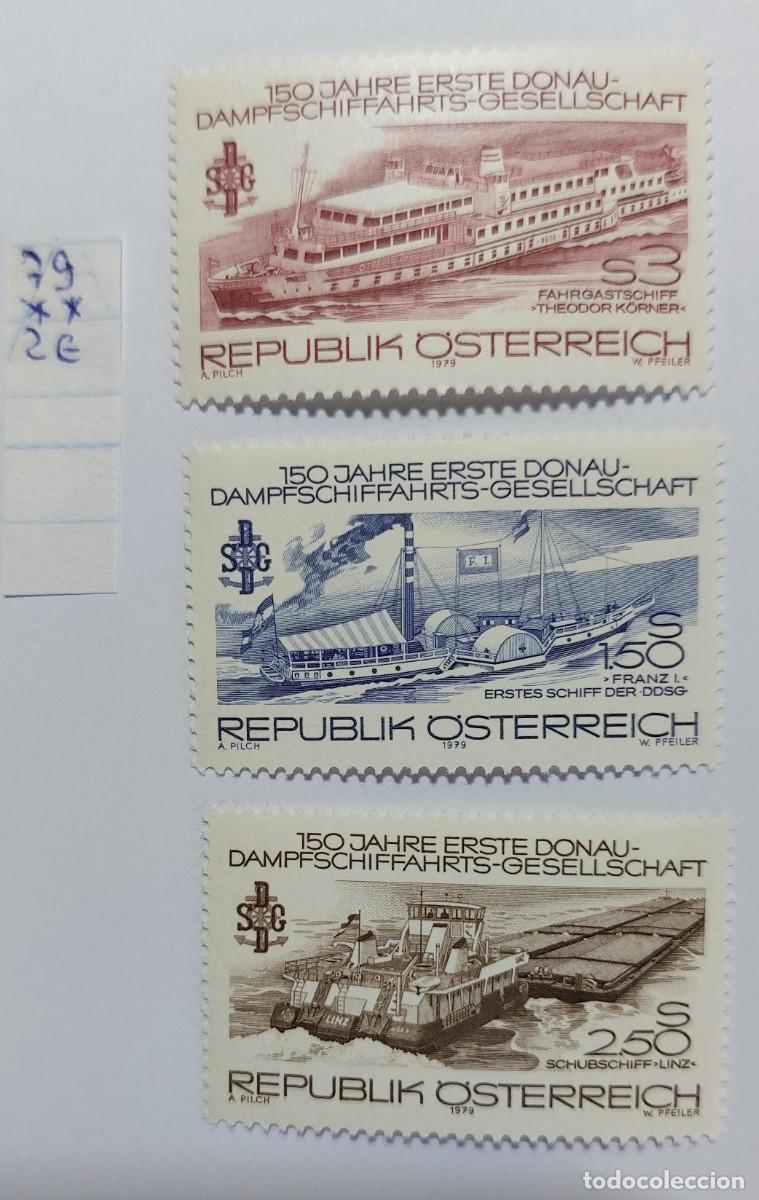 Sellos: AUSTRIA 1979 barcos hist&oacute;ricos operados por la First Danube Shipping Company ** MNH