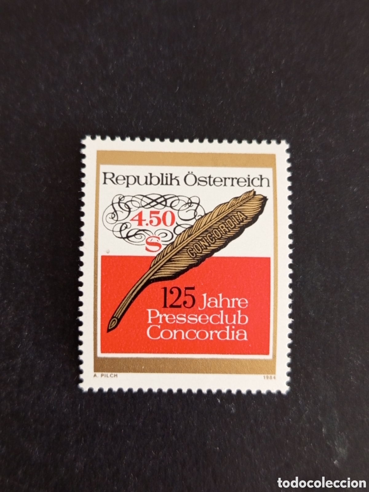 Sellos: AUSTRIA, 1984. Club de periodistas &rdquo;Concordia&rdquo;. Yvert 1624. Pedido m&iacute;nimo 3 &euro;. Ver fotos.