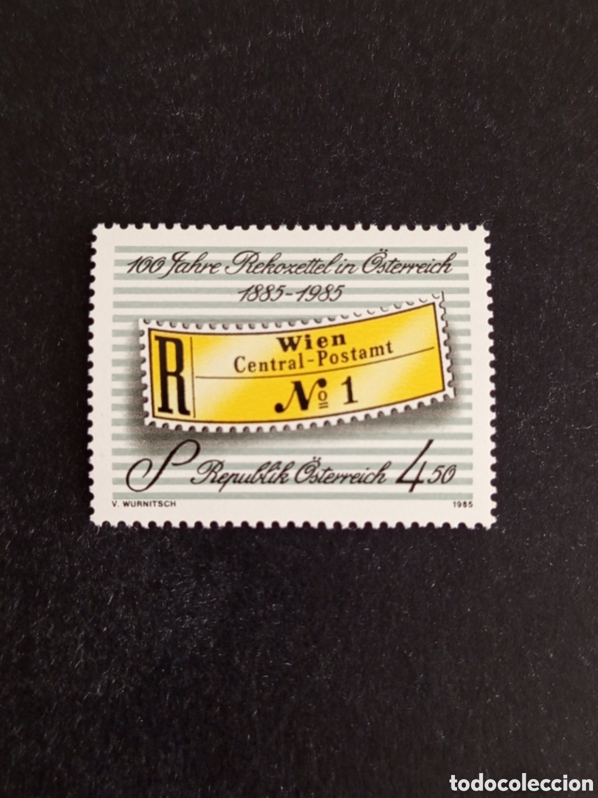 Sellos: AUSTRIA, 1985. Etiqueta postal de certificados. Yvert 1635. Pedido m&iacute;nimo 3 &euro;. Ver fotos.