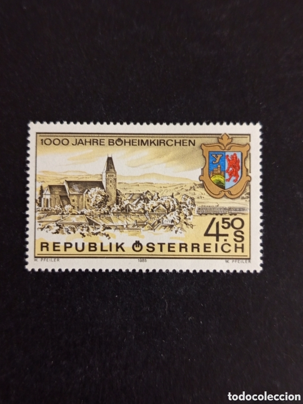 Sellos: AUSTRIA, 1985. Milenario de Boheimkirchen. Vista y Escudo de Armas. Yvert 1642. Pedido m&iacute;nimo 3 &euro;.
