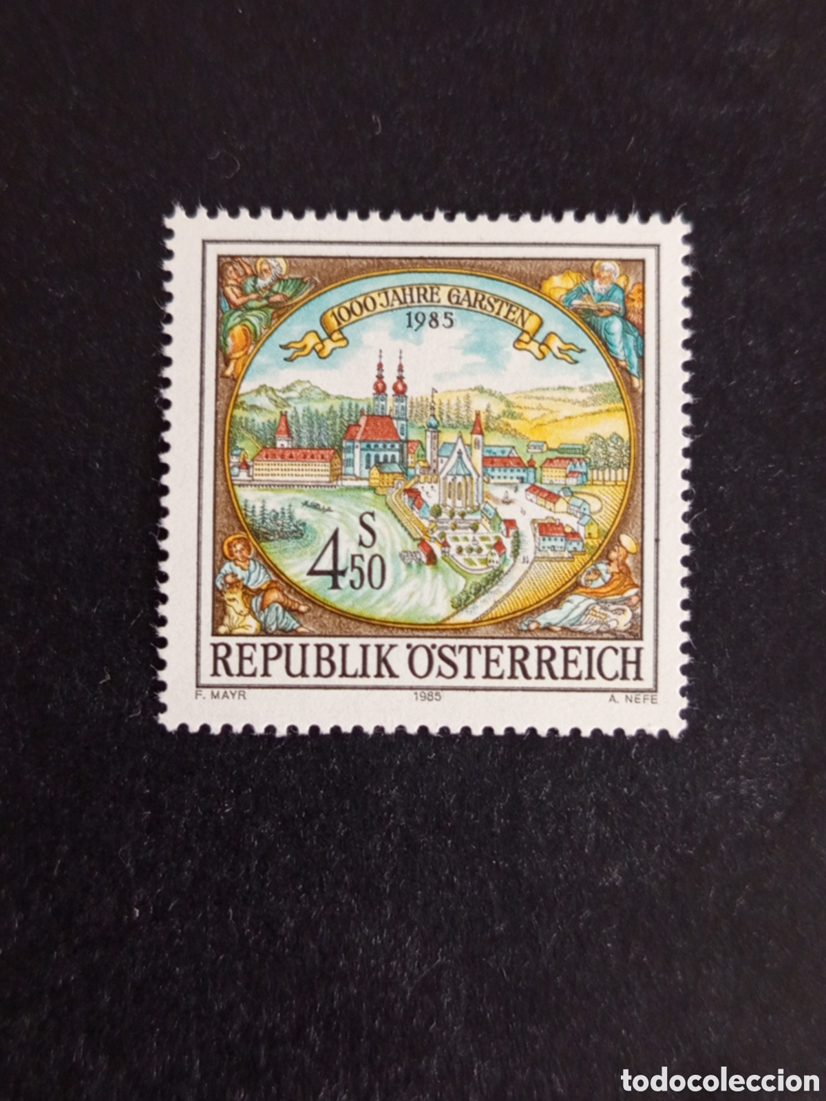 Sellos: AUSTRIA, 1985. Milenario de Garsten. Vista ( grabado sobre cobre). Yvert 1645. Pedido m&iacute;nimo 3 &euro;.