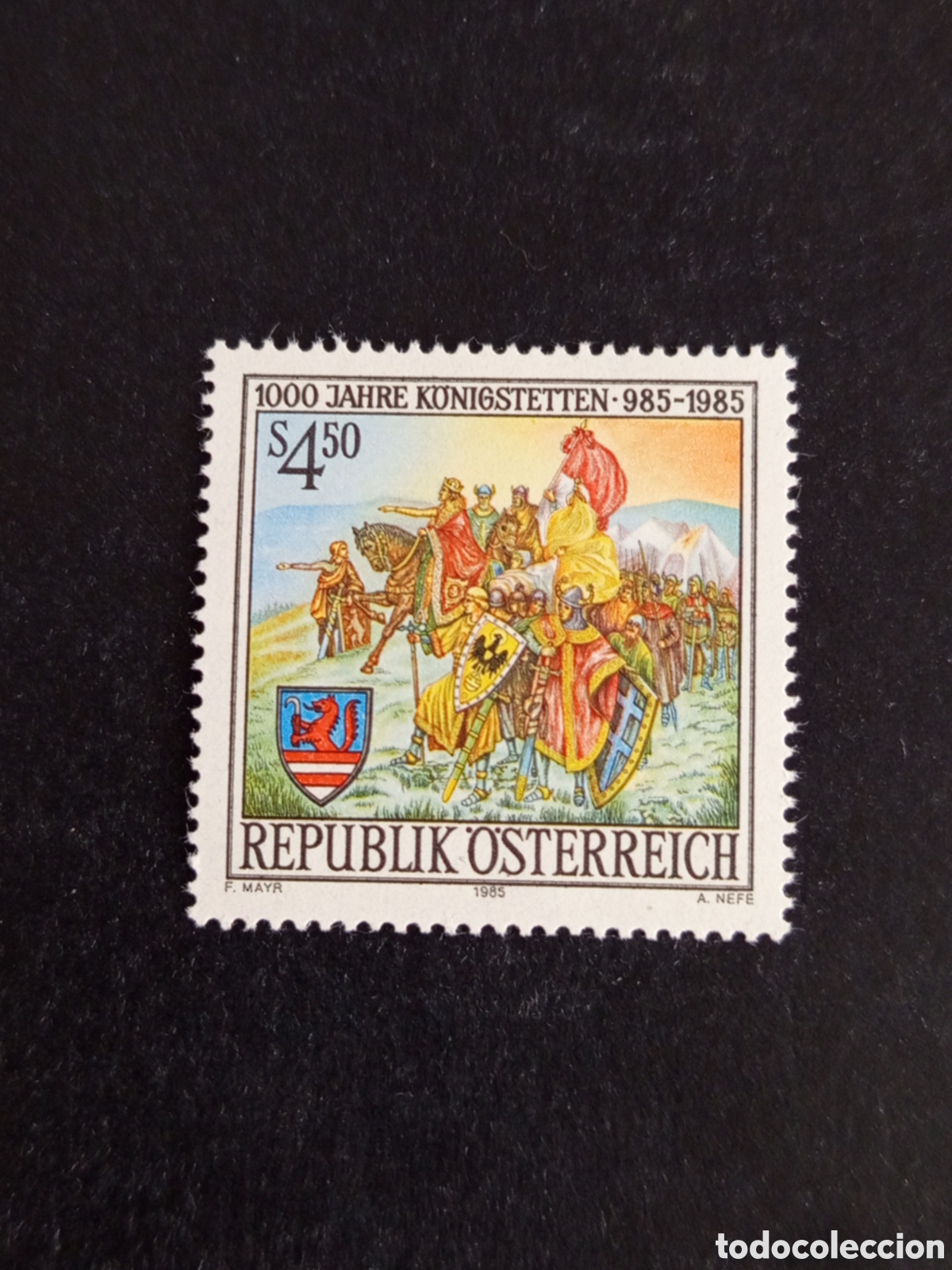 Sellos: AUSTRIA, 1985. Milenario de Konigstetten. Escudo de Armas y Pintura. Yvert 1654. Pedido m&iacute;nimo 3 &euro;.