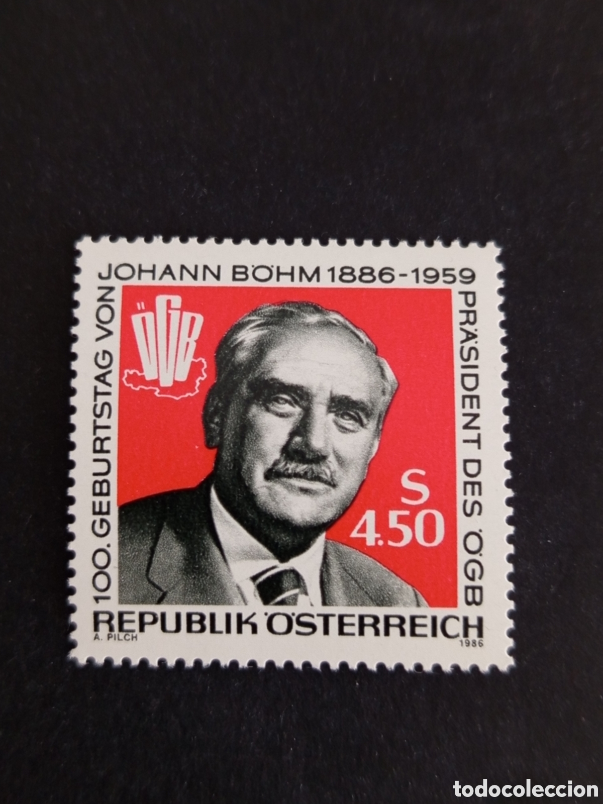 Sellos: AUSTRIA, 1986. Johann Bohm. Sindicalista . Yvert 1666. Pedido m&iacute;nimo 3 &euro;. Ver fotos. Serie completa