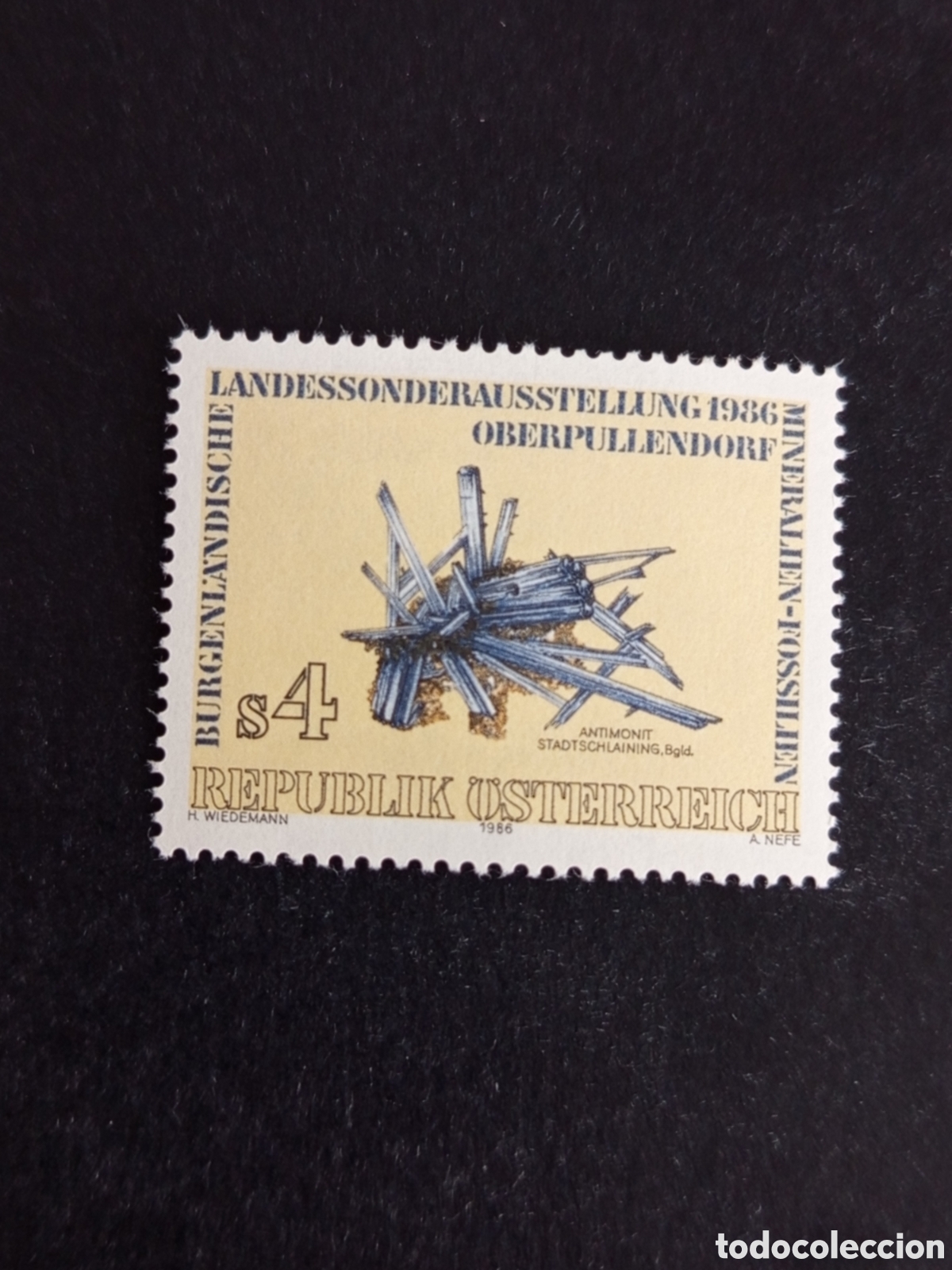 Sellos: AUSTRIA, 1986. Minerales: cristales de antimonita. Yvert 1679. Pedido m&iacute;nimo 3 &euro;. Ver fotos.