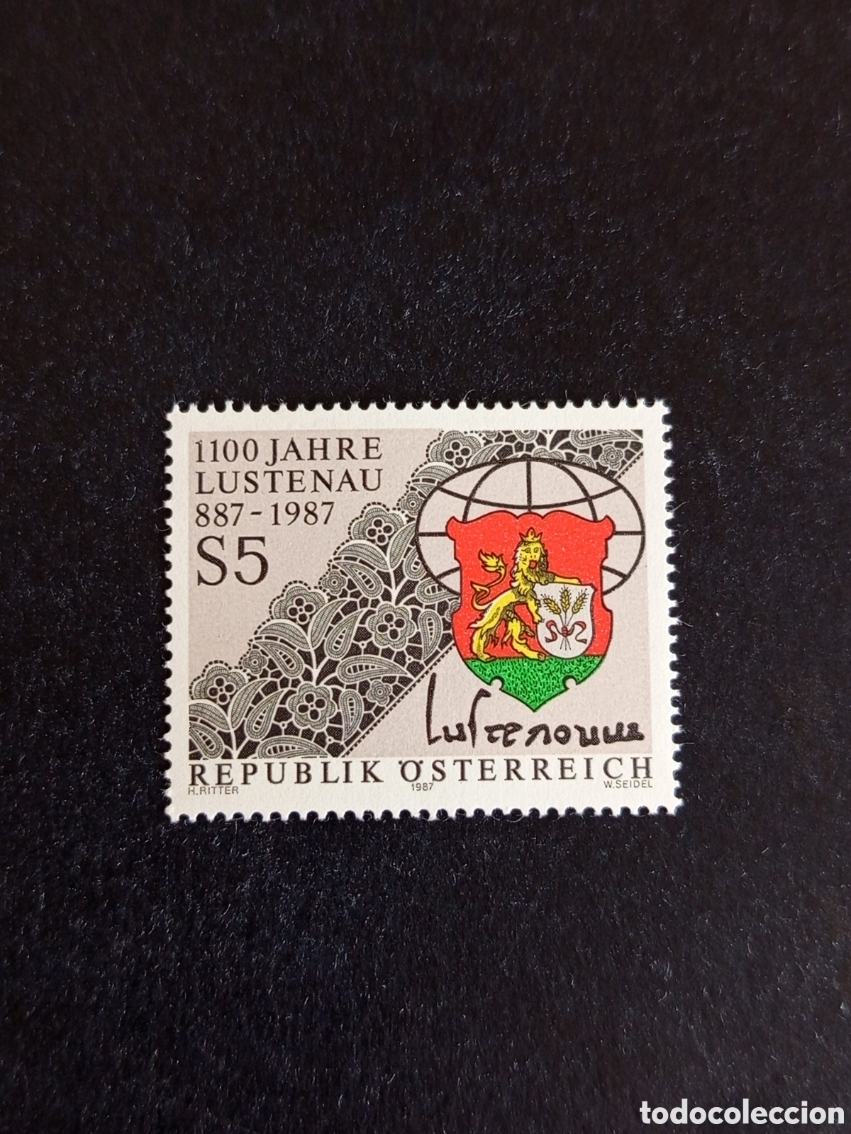 Sellos: AUSTRIA, 1987. Lustenau. Bordados y Escudo de Armas. Yvert 1714. Pedido m&iacute;nimo 3 &euro;. Ver fotos.
